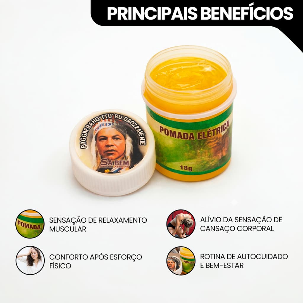 Kit 2 Pomada Elétrica Indígena do Pagé 18g Massageador Muscular Alívio Para Dor Muscular Lombar