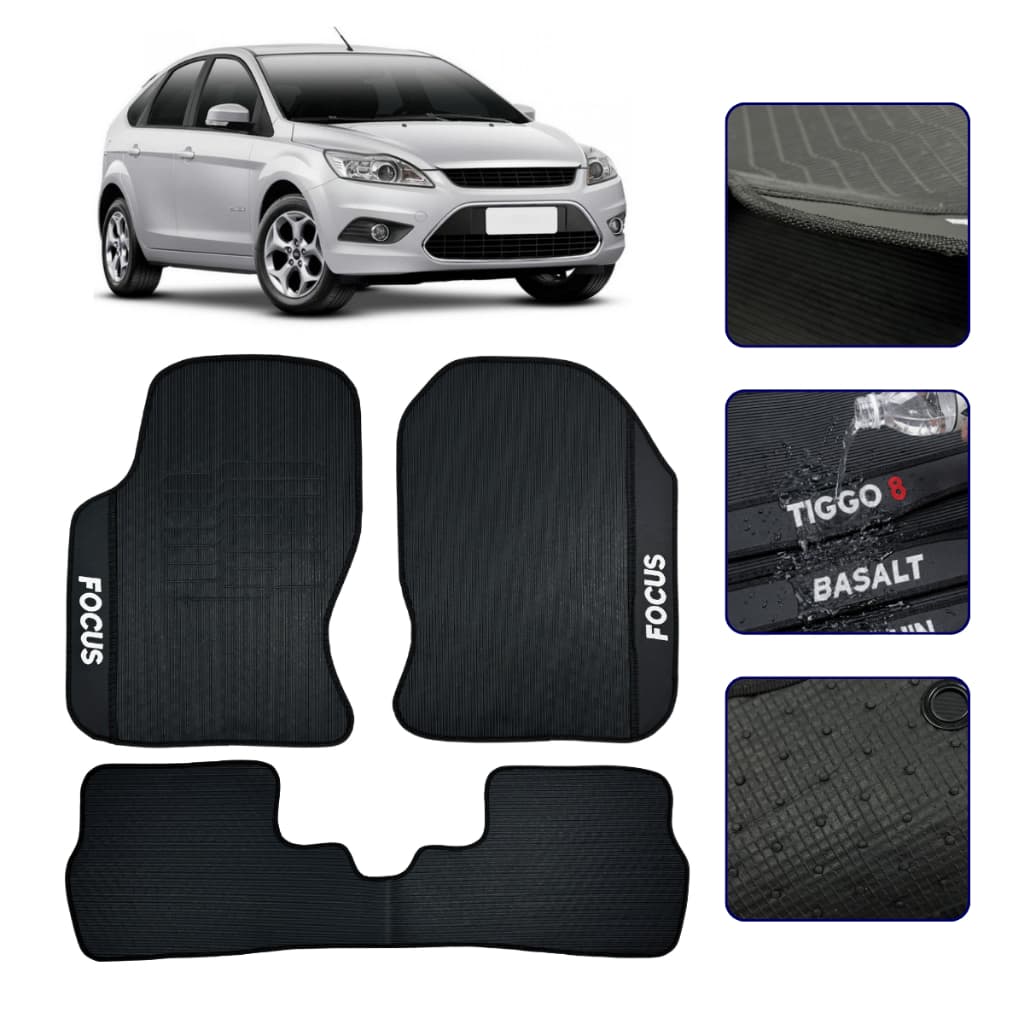 Jogo de Tapete Emborrachado Para Focus 2009 2010 2011 2012 2013 2014 Kit Automotivo