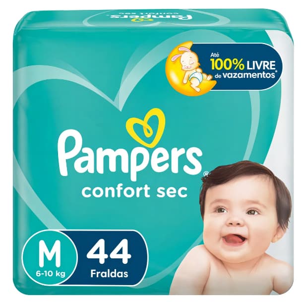 Fralda Pampers Confort Sec M  44 unidades
