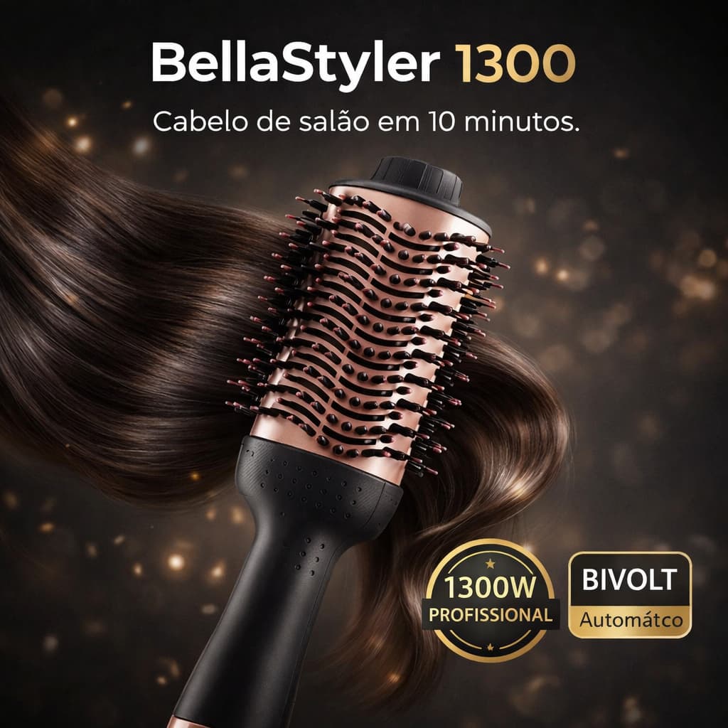 Escova Secadora 1300W Profissional Bivolt 2 em 1 Portátil Modeladora Alisadora Anti Frizz Secador