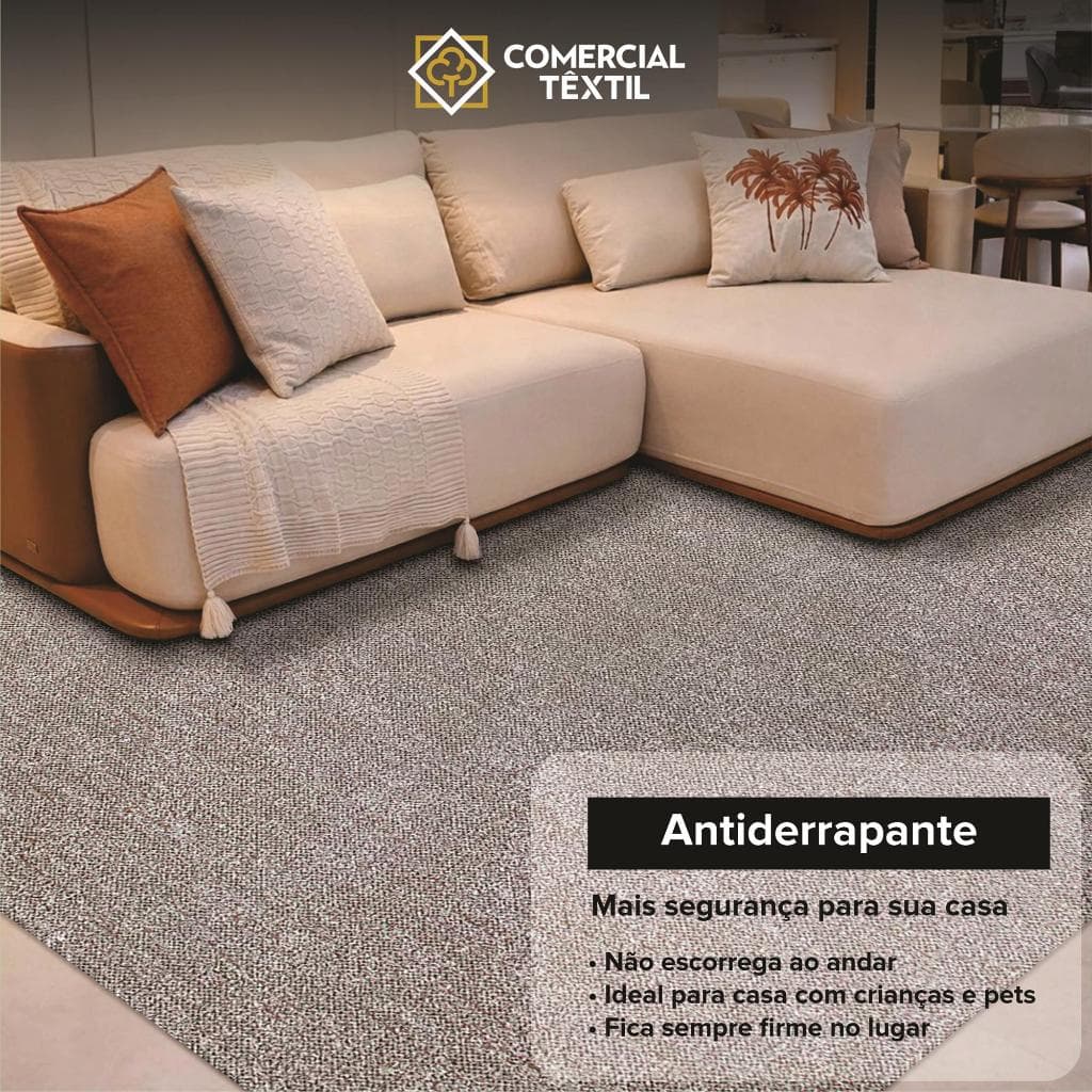 Tapete De Sala Antiderrapante Tenerife 2,00 X 2,50 Marrom Claro / Caramelo