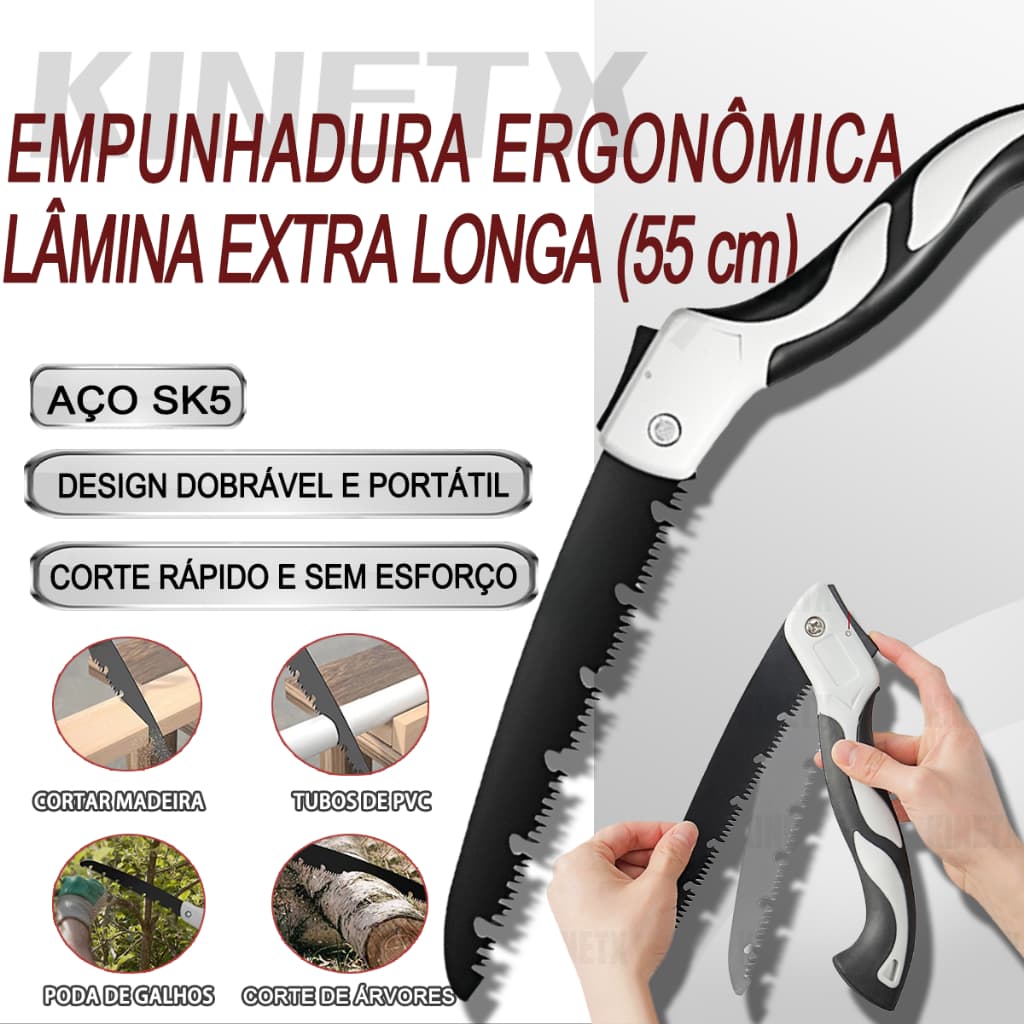 Serrote de Poda Dobrável Profissional SK5 Aço para Jardinagem e Acampamento 3T Dentes de Corte Rápido