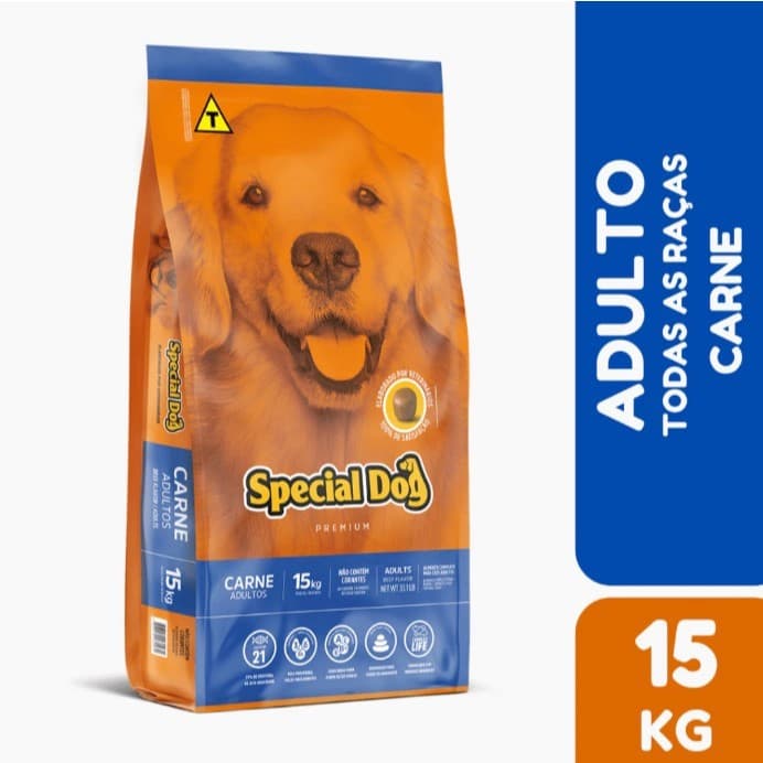 Ração de cachorro Special Dog 15kg Carne Adultos Para Pelos Brilhantes