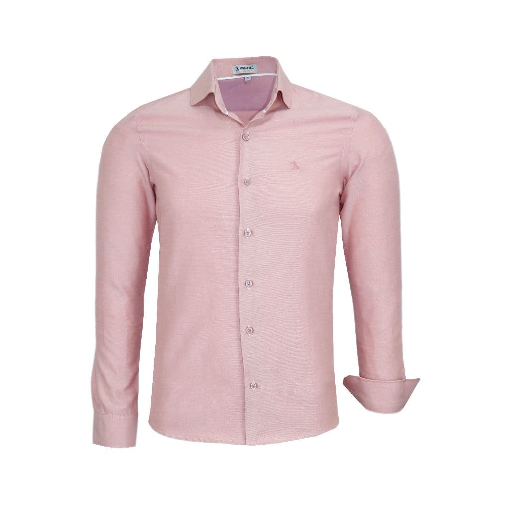 Camisa Social Amil Manga Longa Slim Liso Fácil De Passar 1919