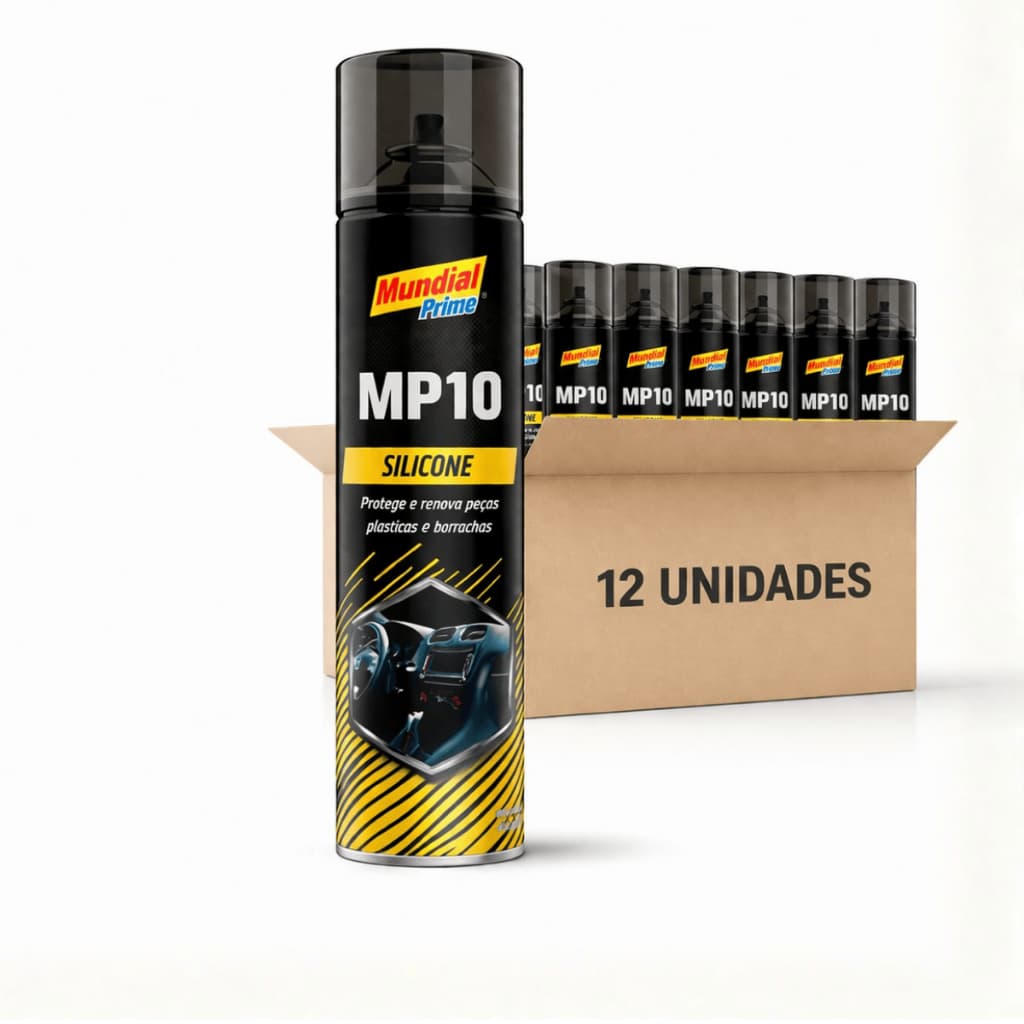 Kit 12 Silicone Spray Couro Borracha Plástico Carros Usos Diversos Mundial Prime 300ml