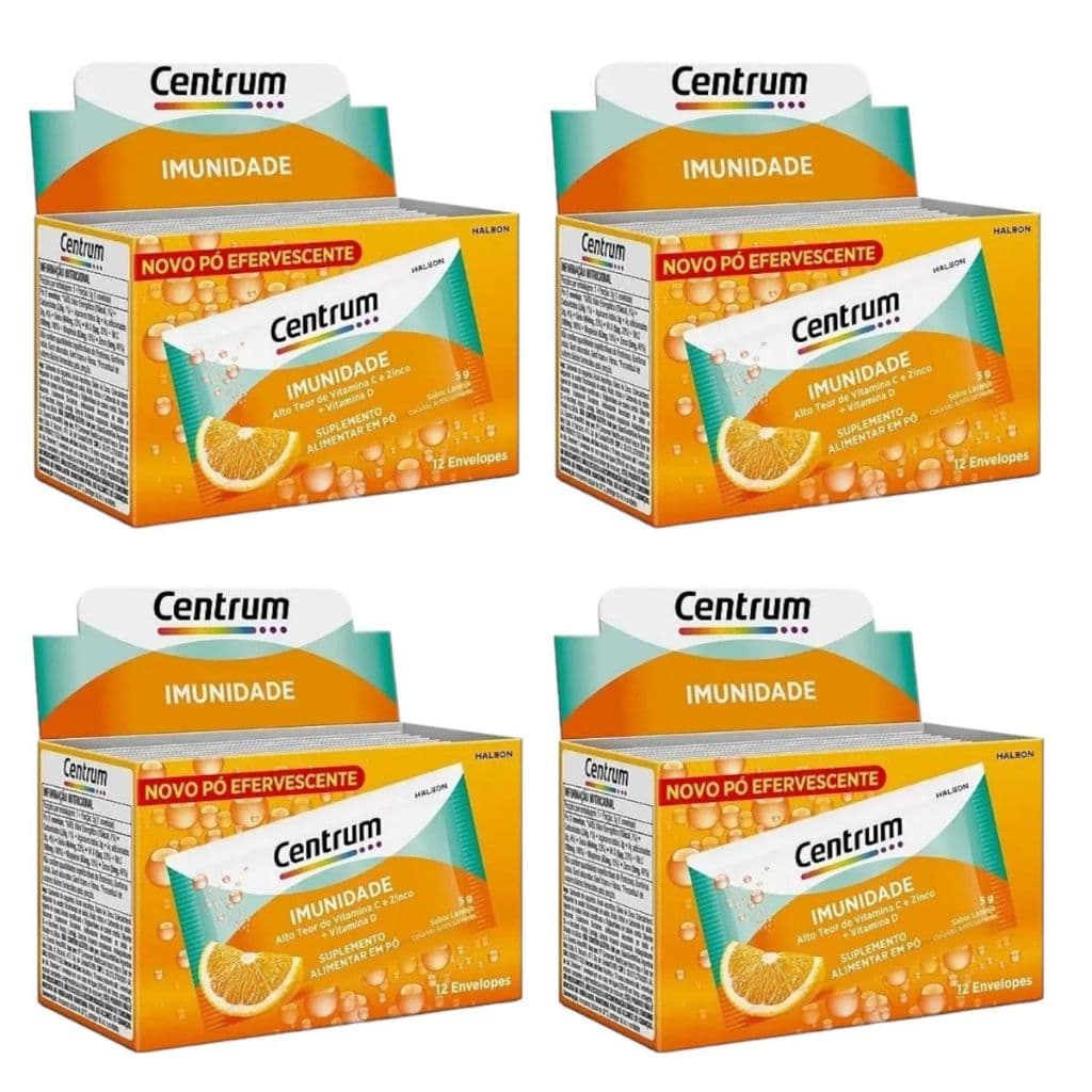 4 Caixas Suplemento Centrum Imunidade 12 Sachês Vitamina C D Zinco