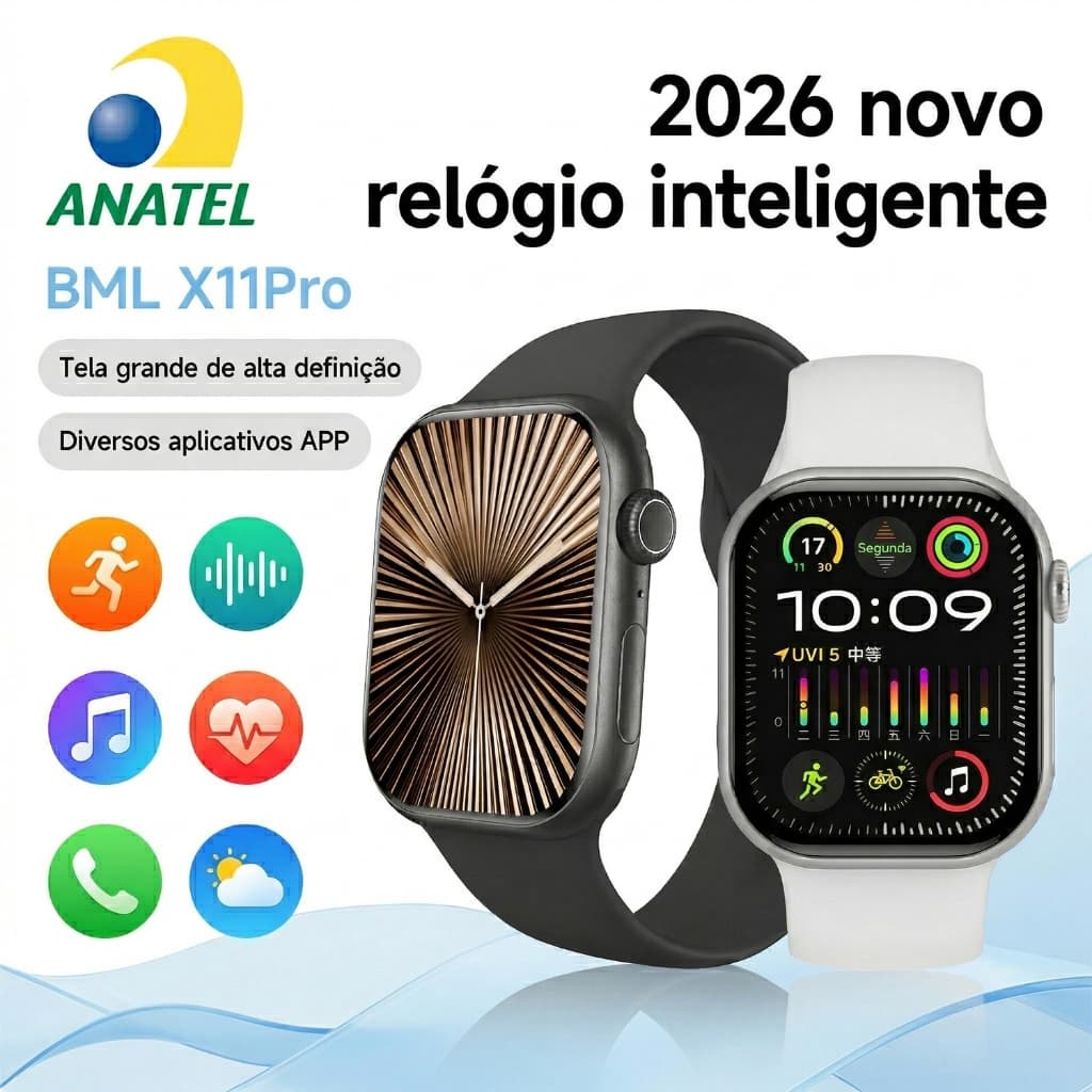 Relógio Smartwatch Original X11 Pro Série 45mm, GPS, NFC, Monitor de Pressão Arterial – São Paulo, Estoque Disponível