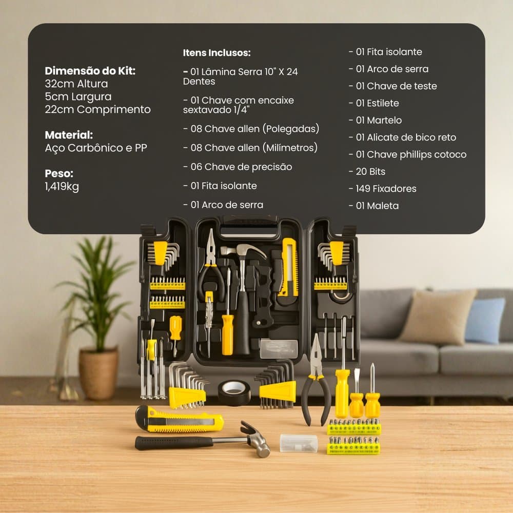 kit ferramentas completo, jogo de ferramentas 200 peças, maleta ferramentas, kit profissional ferramentas, ferramentas c