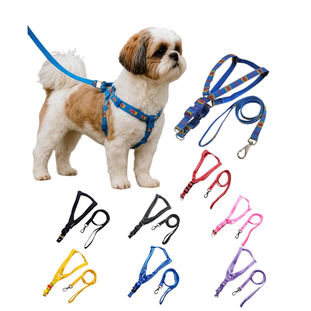 Coleira com Guia e Peitoral para Cachorro – Ajustável Várias Cores- Ganhe de brinde 2 coleiras de gato.