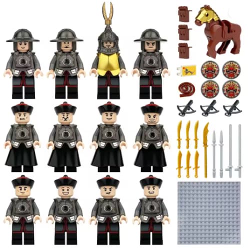 Kit 12 Minifiguras Medievais Soldados Exercito Batalha Temático - Blocos de Montar Padrão