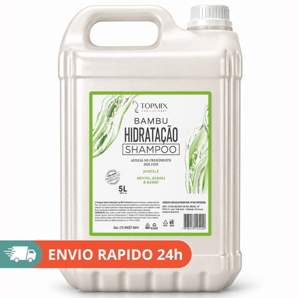 Shampoo Profissional Bambu Babosa 5L Topmix Crescimento Acelerado Hidratação Intensa Lavatório