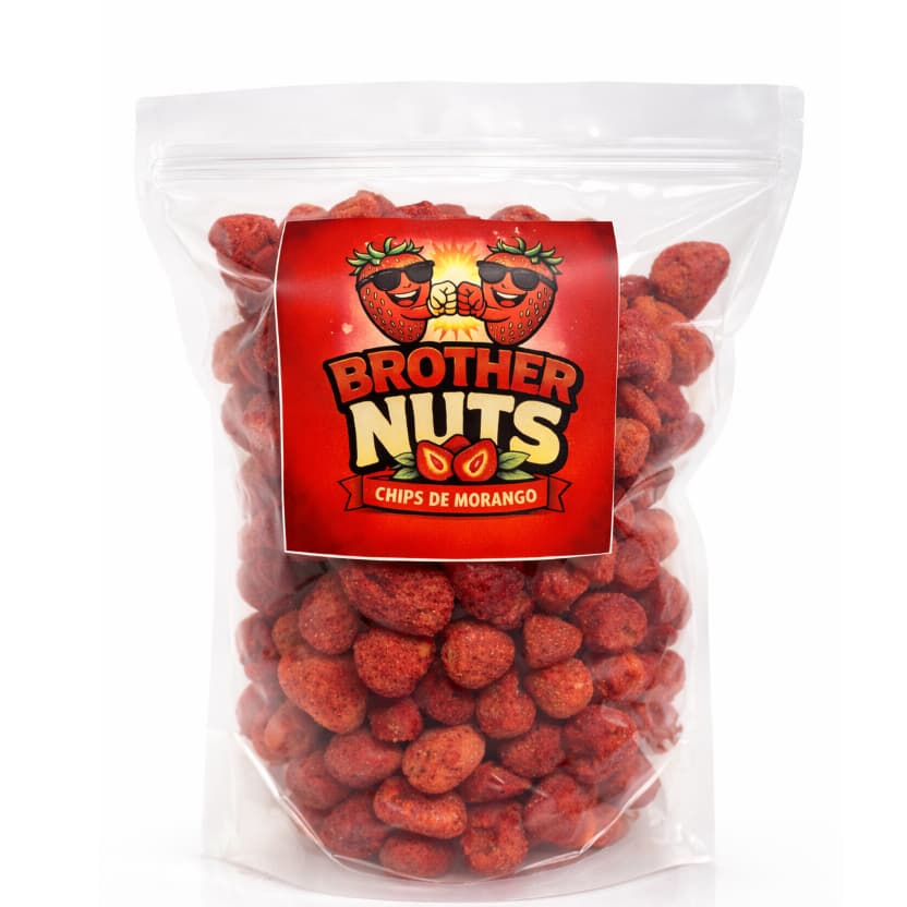 Morango Chips Liofilizado 01 Kg Snack Premium Saudável embalagem Zip Lock