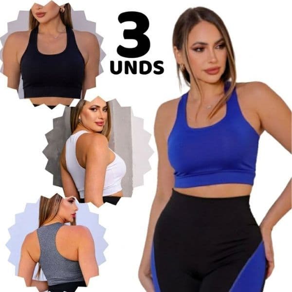 Kit 3 Top Academia Suplex Nadador Roupas Fitness moda feminina Treino