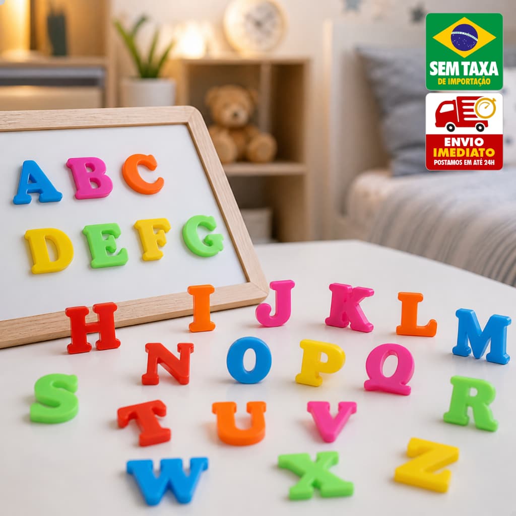 Alfabeto Magnético 26 Letras Coloridas Brinquedo Educativo Coordenação Motora Infantil