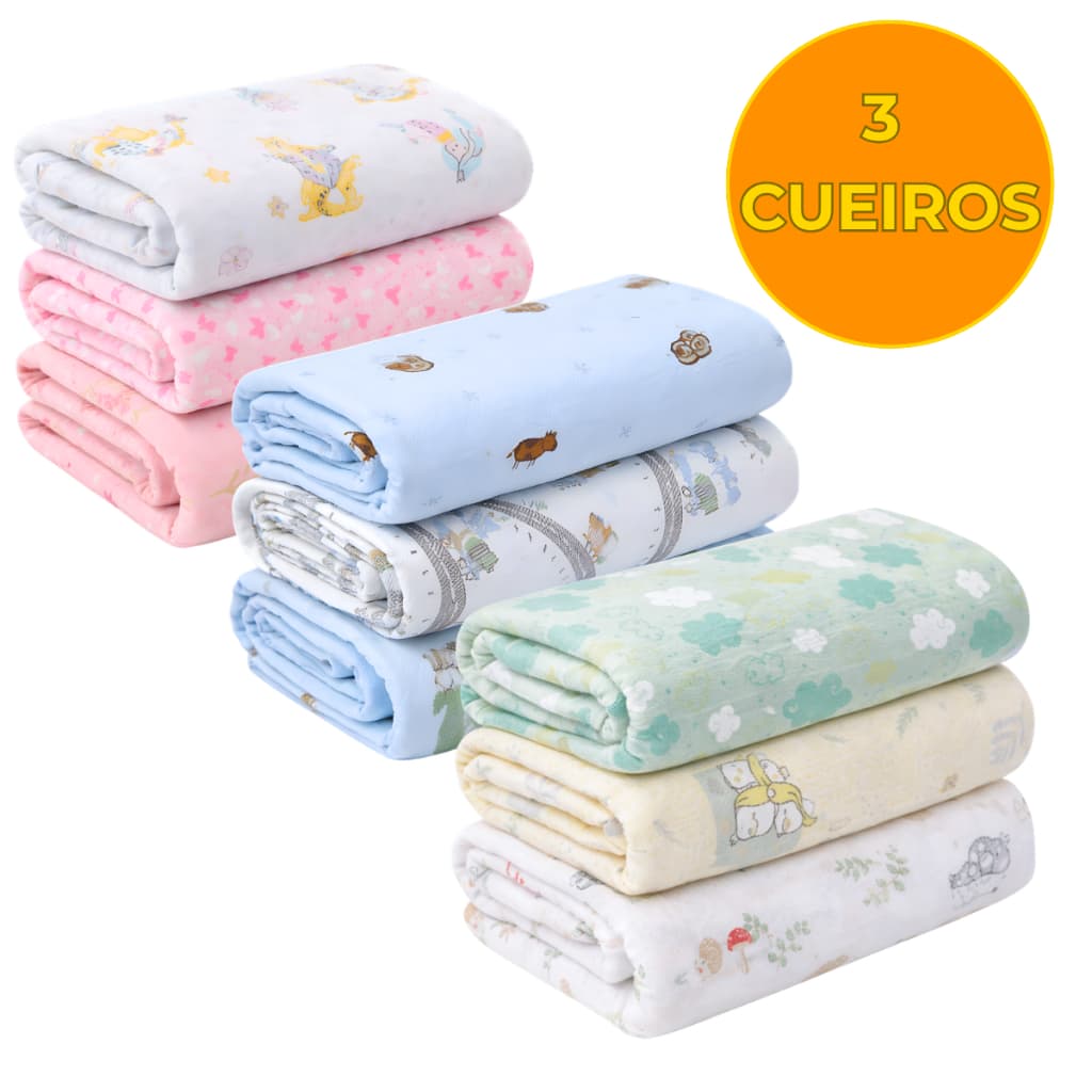 Cueiro Infantil Kit com 3 Cueiros Flanelado para Bebê Enxoval Maternidade Neném Rn Coisas de Bebe