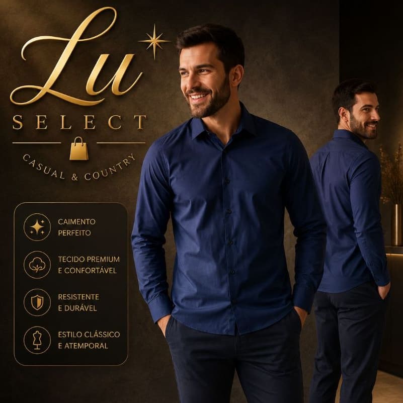 Camisa Social Masculina Tricoline Manga Longa do P ao GG | Premium | Slim