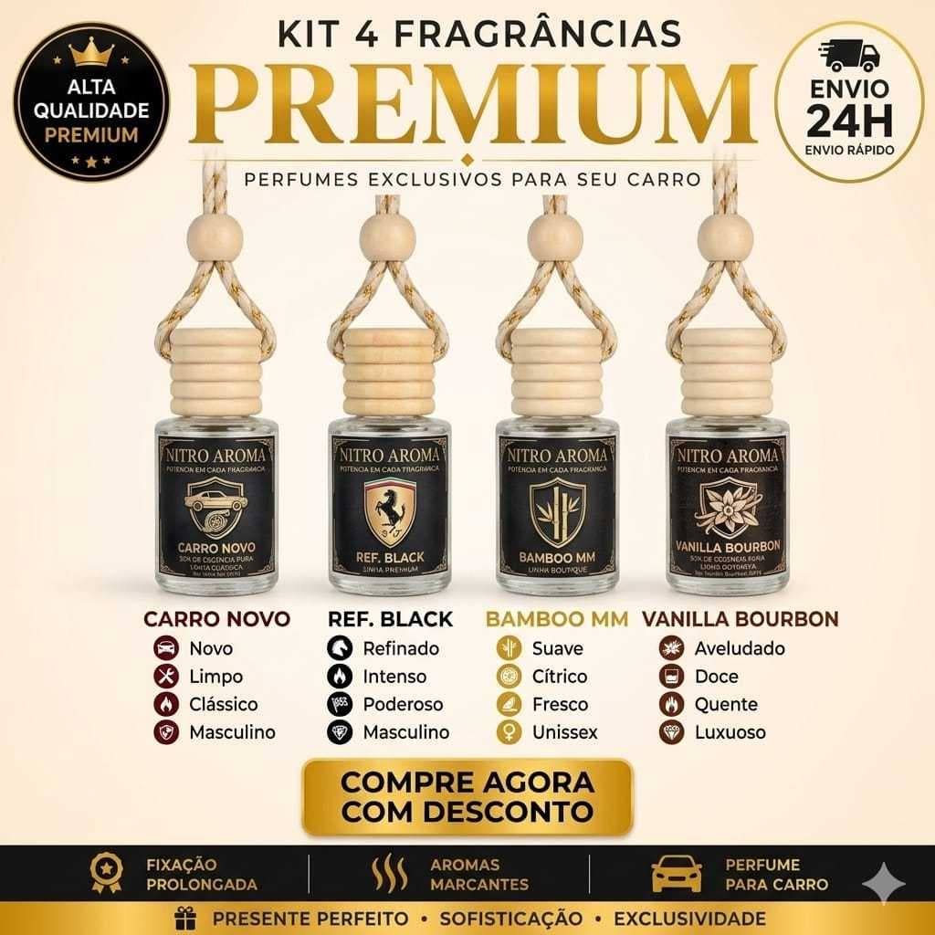 Kit Cheirinho de Carro Premium | Cheiro de Carro Novo - Aromatizantes Veicular 10ml