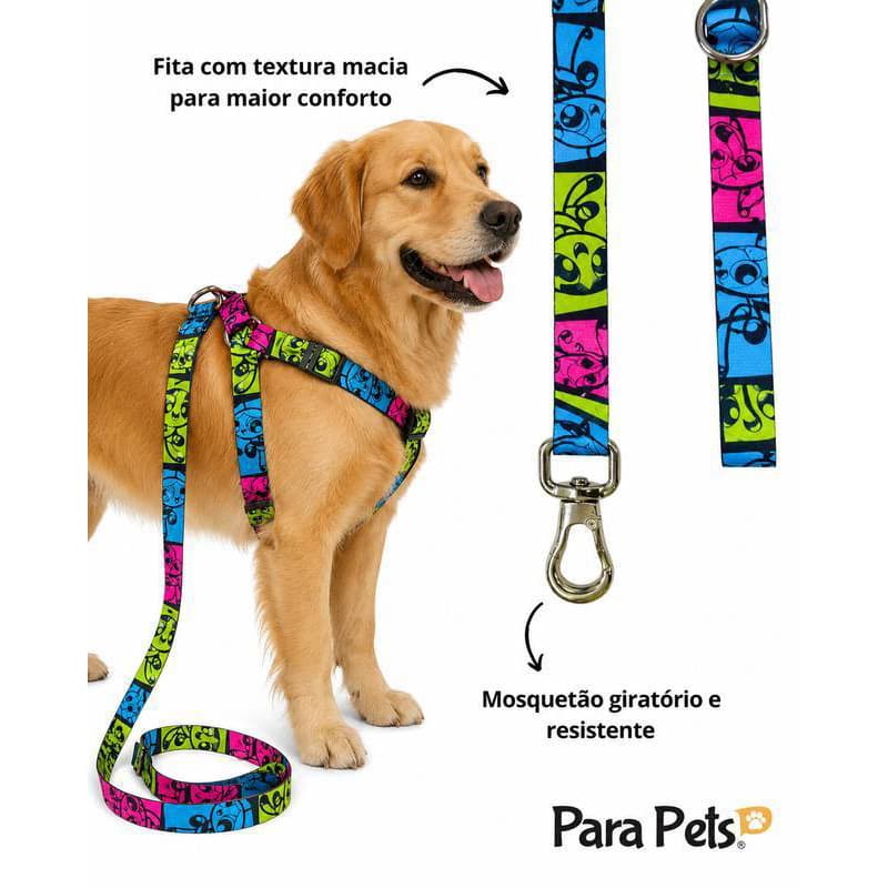 Peitoral Com Guia Para Cachorros Cães Famous Americano Estampa da Meninas Super Poderosas