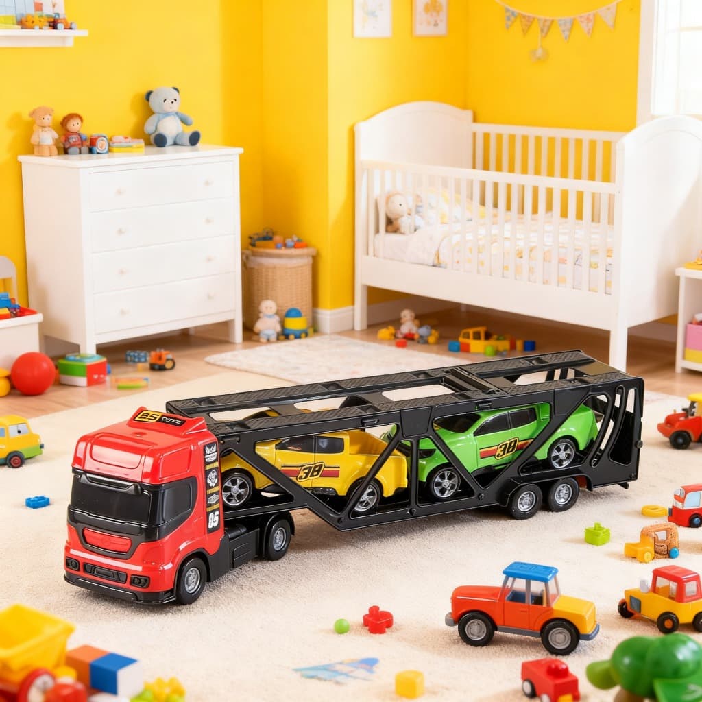 Caminhão De Brinquedo Carreta Cegonheiro C/ 2 Carrinhos