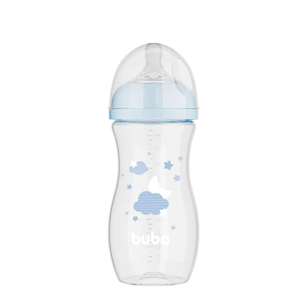 Mamadeira Easy Flow Nuvem Azul 330ml Buba Silicone Bebê