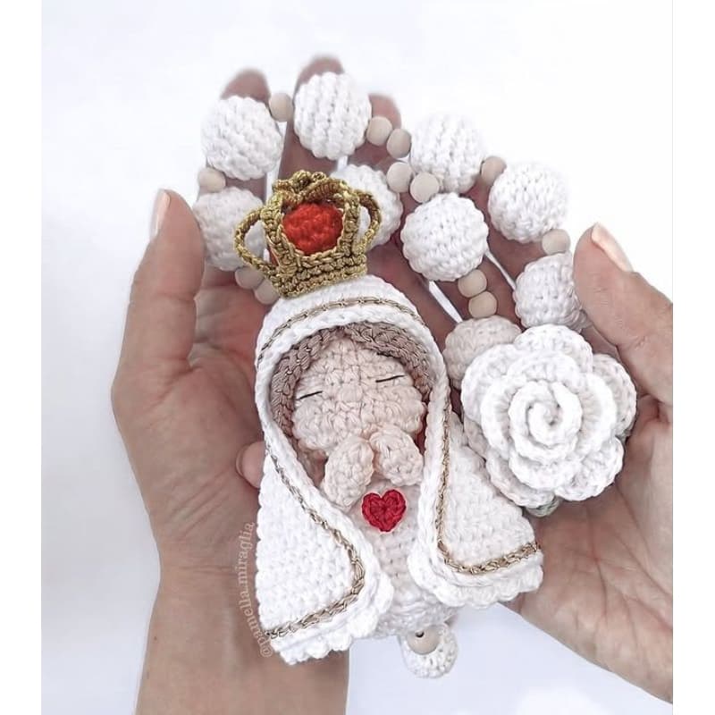 Kit Terço Amigurumi Nossa Senhora em Crochê | Decoração Católica Artesanal | Presente Religioso