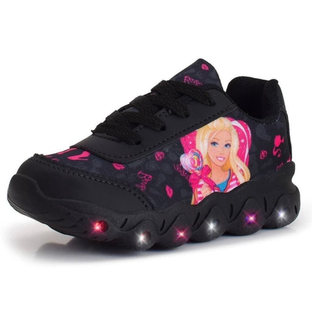 Tênis Infantil Menina Barbie Com Led Super Confortável Lançamento Acessível
