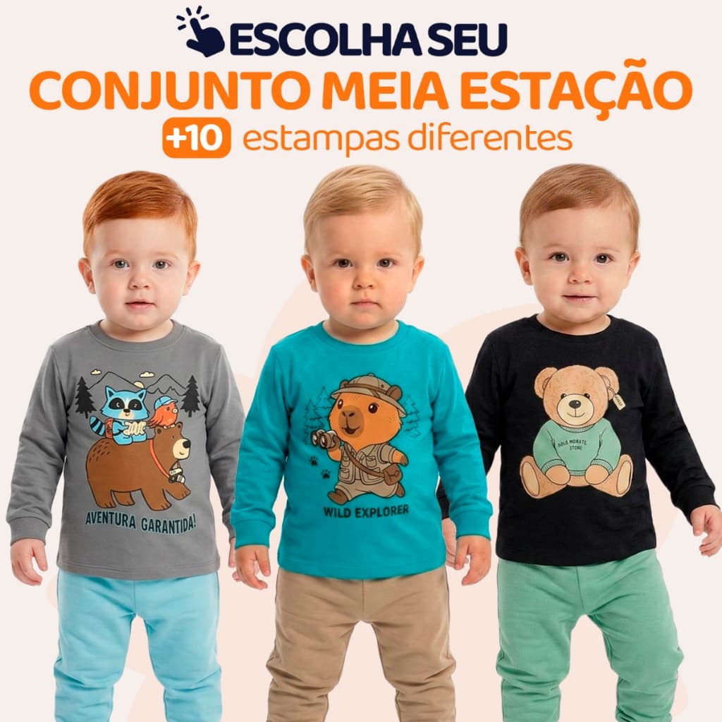 Conjunto, Meia Estação, Bebe, Meninos, Baby, Camisa, Manga Longa, Calça, Moletom, Roupa de Frio, Masculino, Neném L08