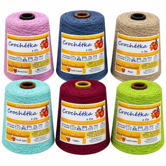 6 Cones Barbantes Crochétka 600g Para Crochê - Qualidade E Maciez Fio 4, 6 Ou 8