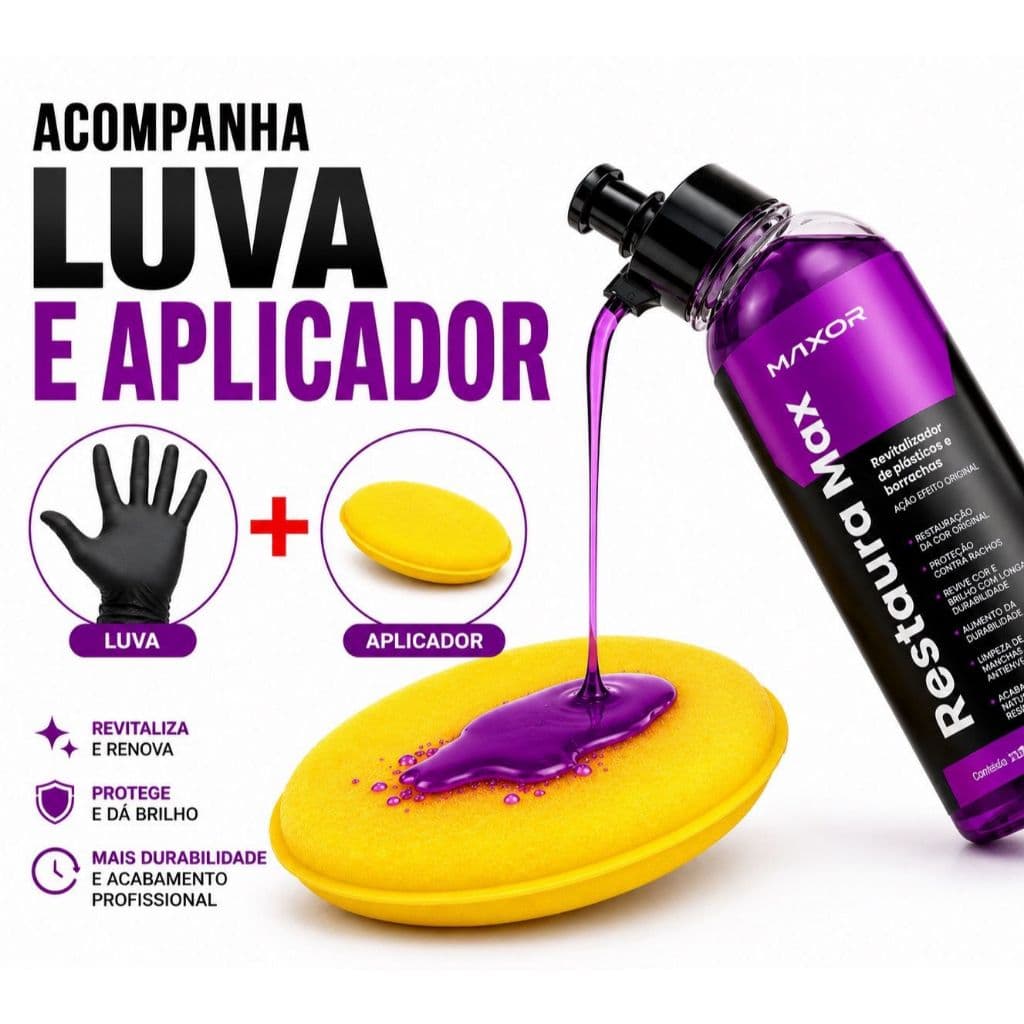 Revitalizador Automotivo Para Capota Marítima, Painel, Motos e Para-choques 120 ML