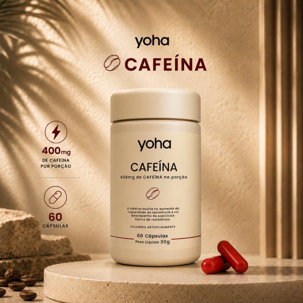 Cafeína 400mg 60 Cápsulas Yoha Energia Foco Termogênico Pré Treino Camila Loures