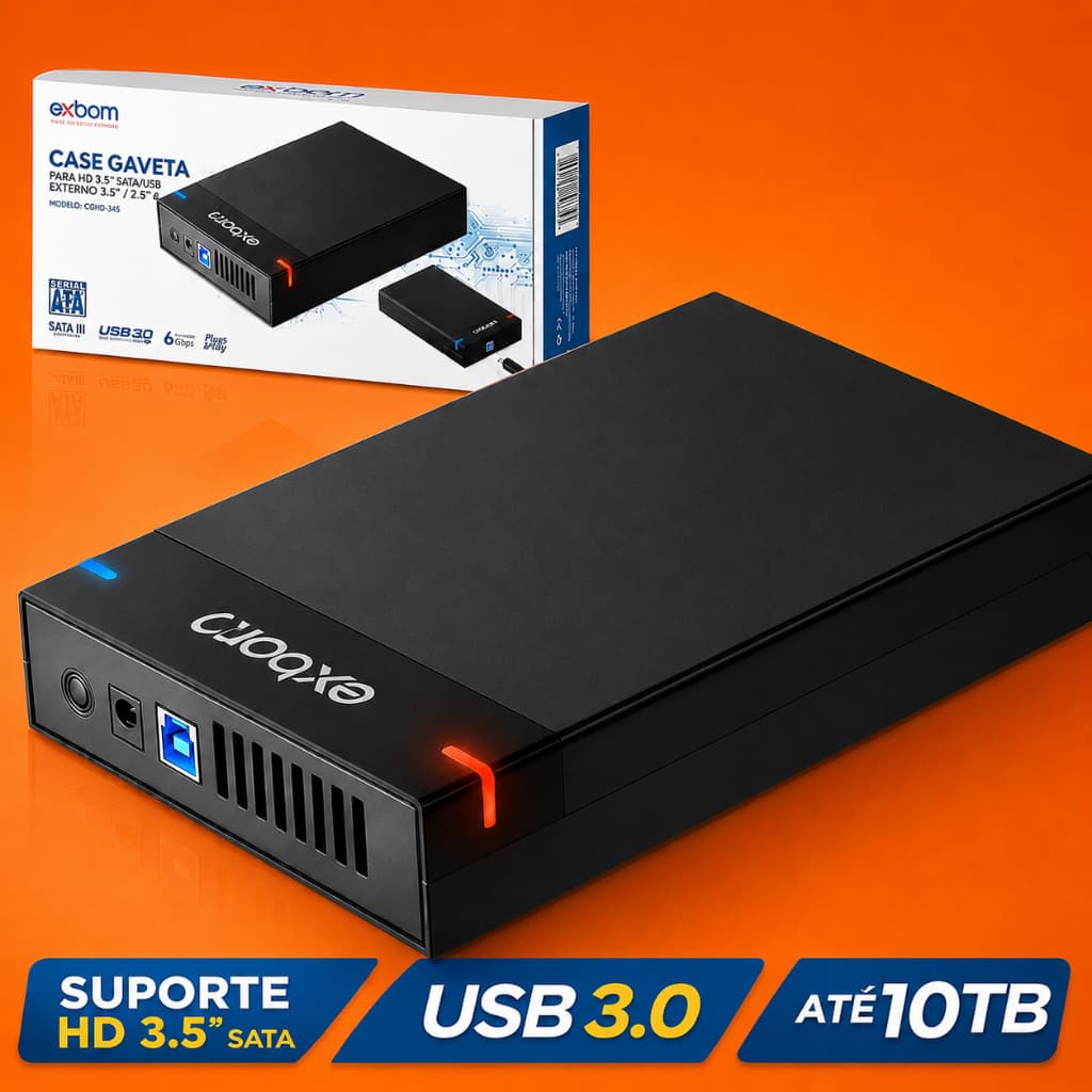 Case Gaveta HDD Gamer RGB Externo Desktop Usb 3.0 / 2.0 Sata 3.5/2.5 Portátil