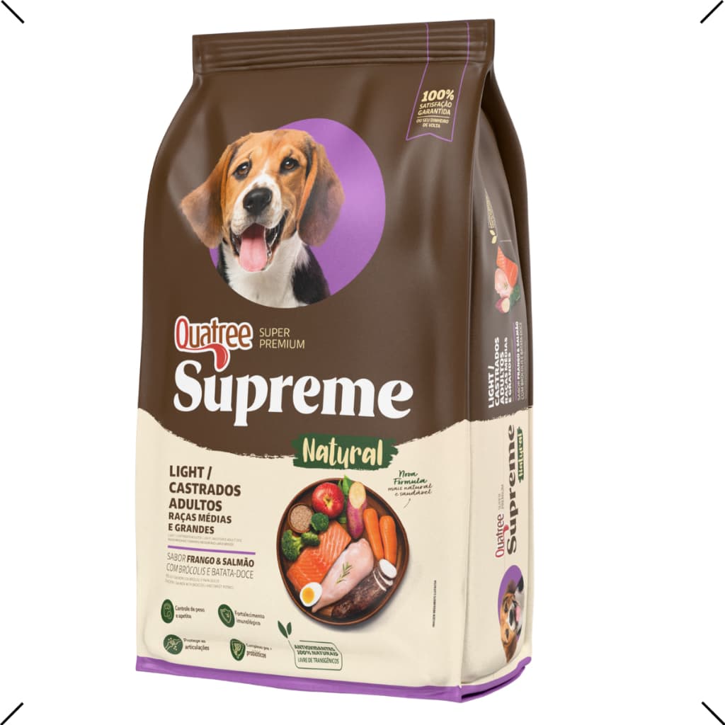 RAÇÃO QUATREE SUPREME LIGHT ADULTO TODAS AS RAÇAS 15KG