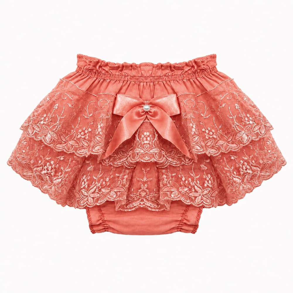 Calcinha Tapa Fralda Babado Coração Organza com Laço Perolado