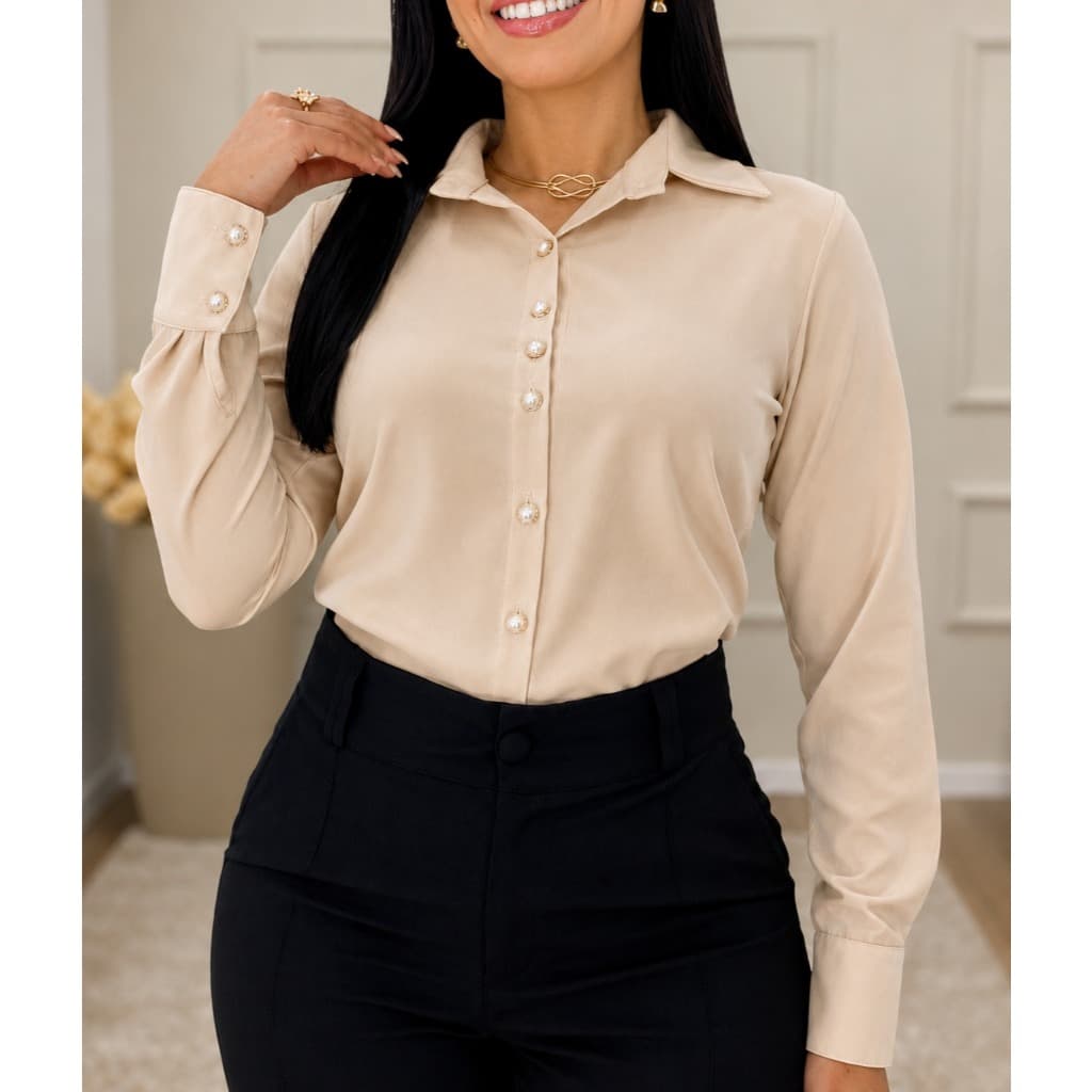 Camisa social Slim crepinho moda executiva evangélica