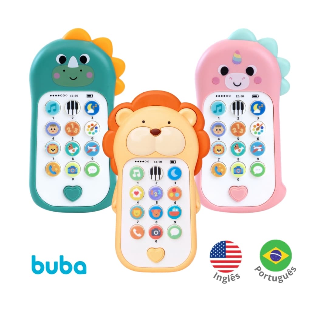 Brinquedo Educativo Bilingue Telefone de Brinquedo em Português Inglês