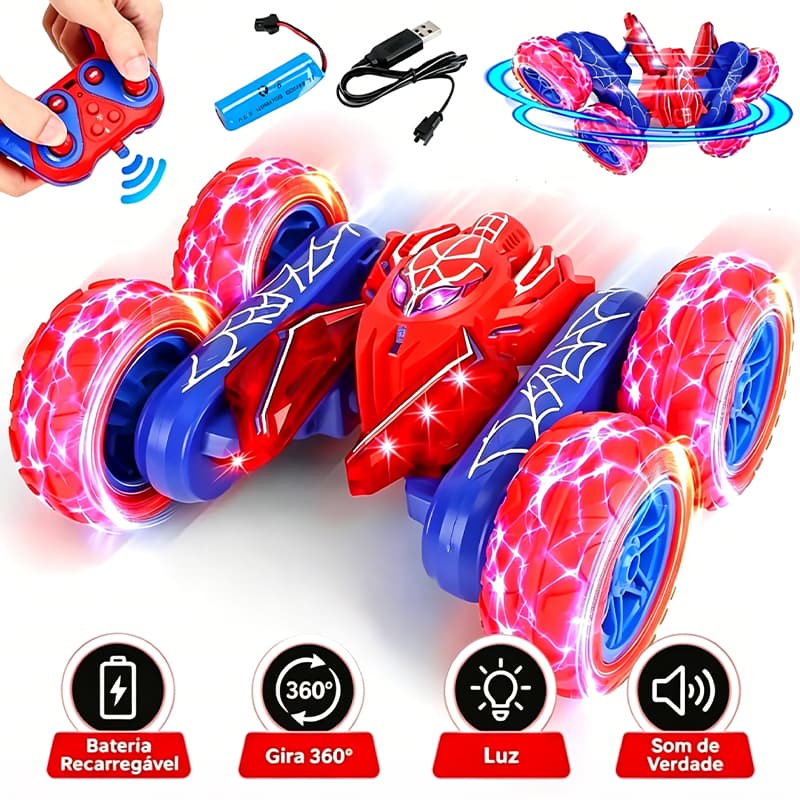 Carrinho De 2.4G Controle Remoto 4x4 Giro 360 Pirueta Maluco Acrobata Turbo LED Light Toy Gift