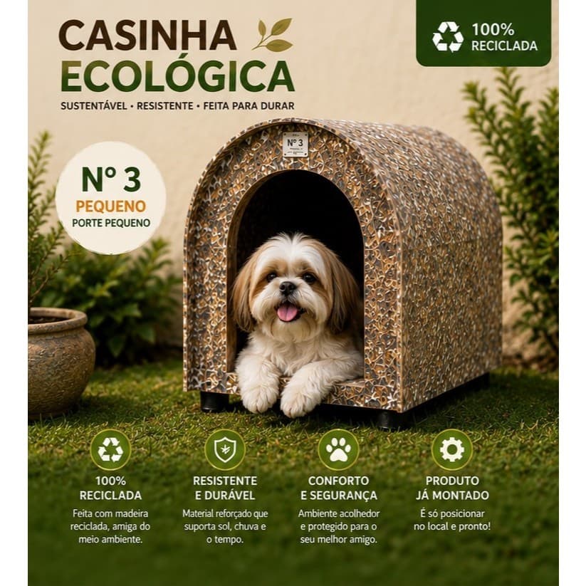 Casinha Ecologica Reciclada Para Cachorros de Porte Pequeno Cães Casa Pet House