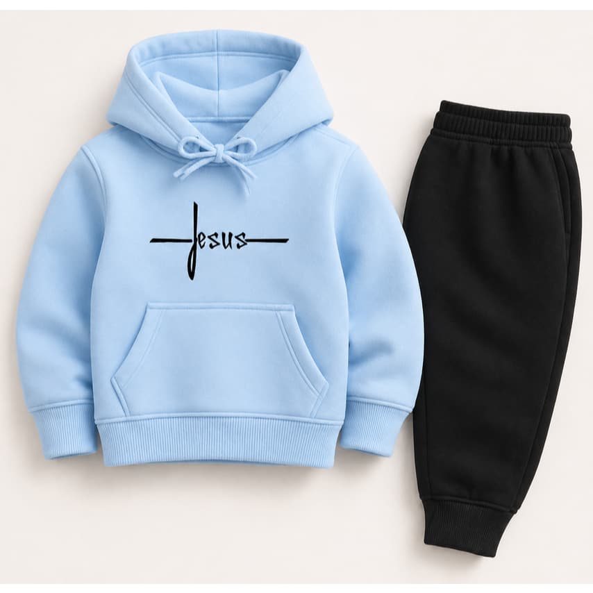 Conjunto De Moletom Infantil Estampado Jesus Blusa e Calça Premium