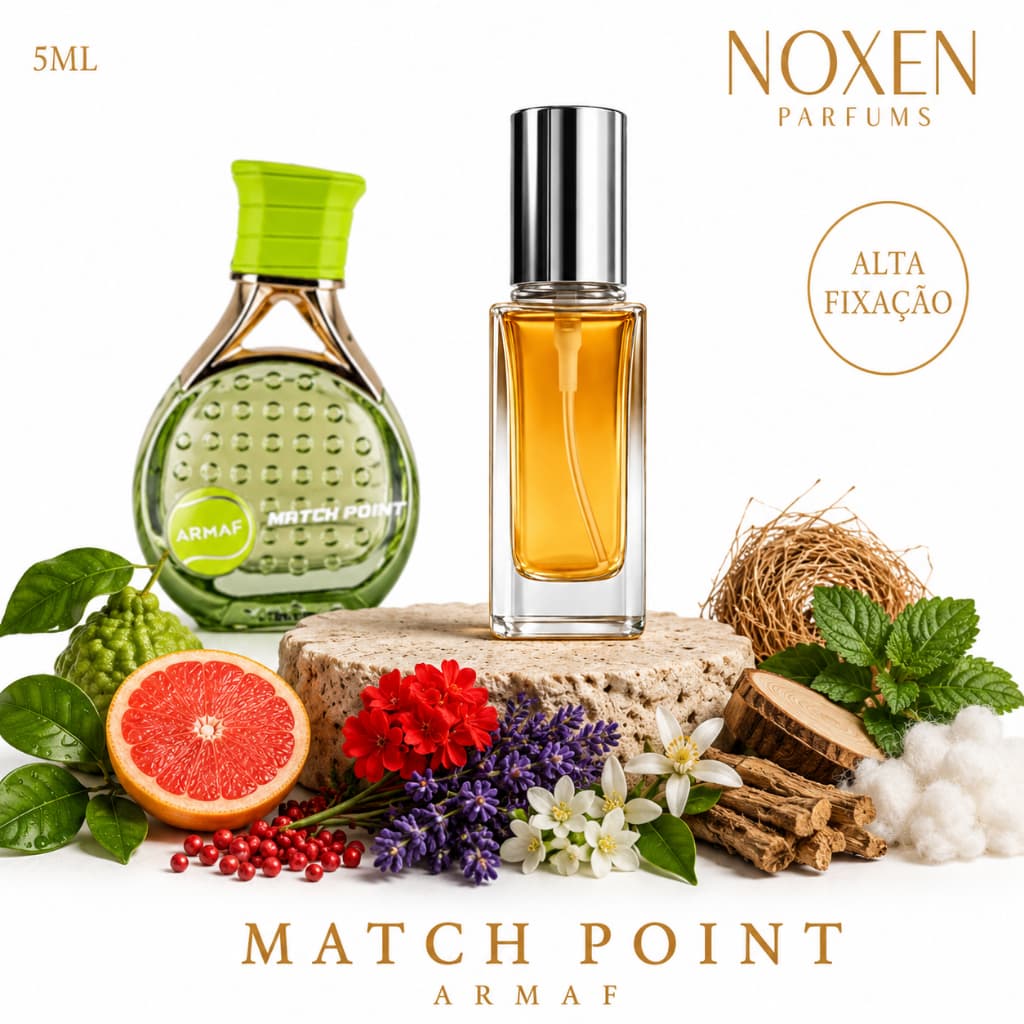 Perfume Masculino 5ml Premium Vidro Spray Match Point Fresco Importado