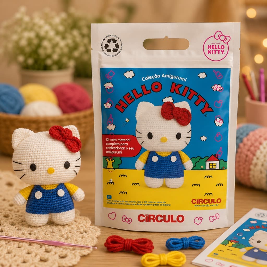 Coleção Amigurumi Personagem Boneca Círculo Kit Crochê Artesanato Kawaii Fofo Decorativo