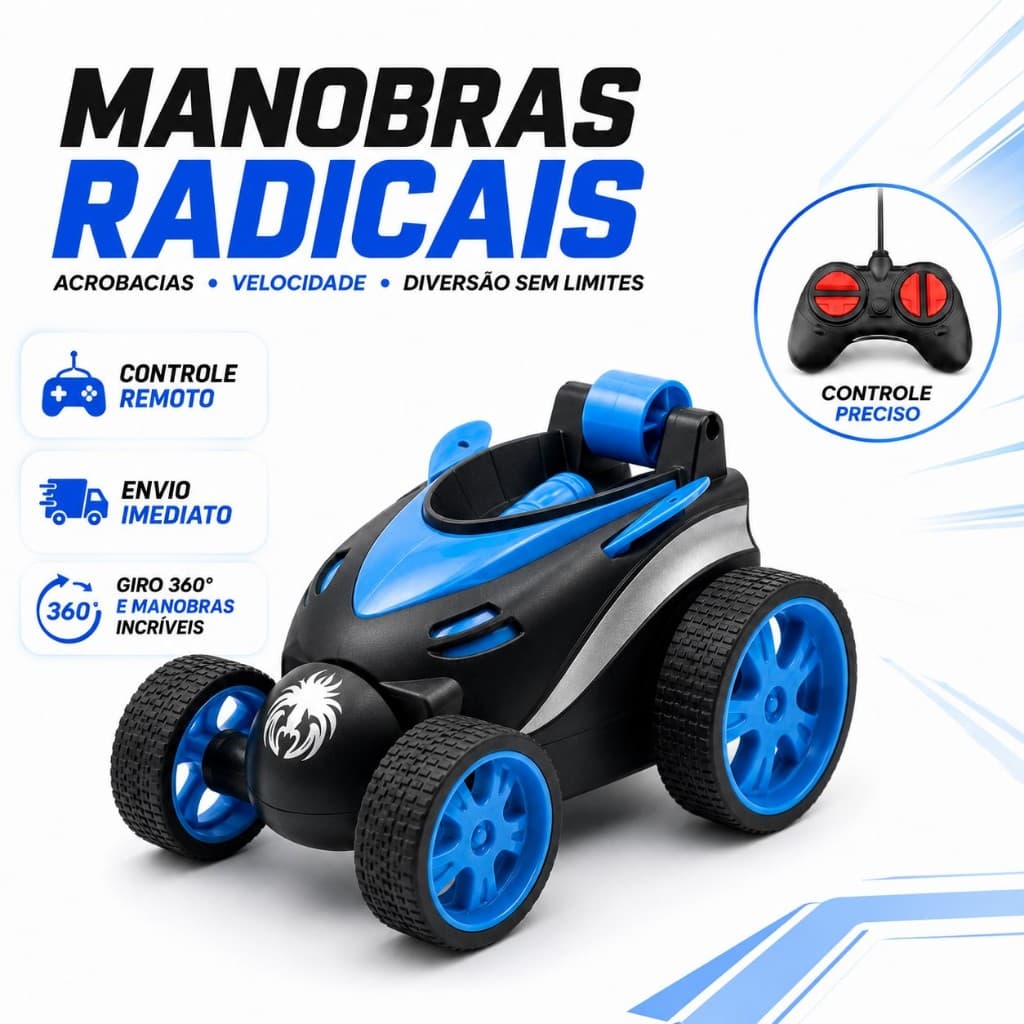 Carrinho de Controle Remoto Infantil Drift Gira 360 Brinquedo Divertido Altas Manobras
