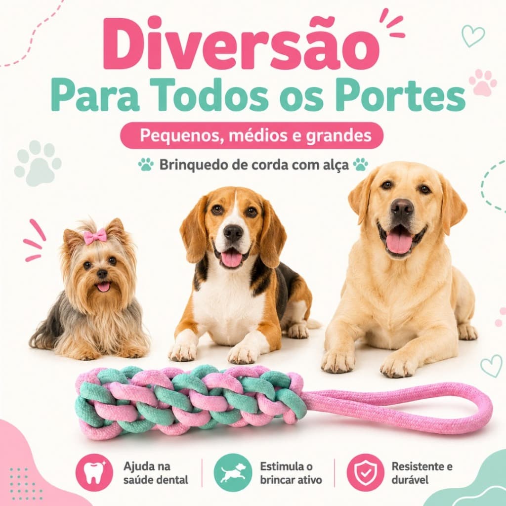 Brinquedo Corda Pet Cachorro Resistente 30cm Ideal para Puxar Morder e Brincar Super Resistente