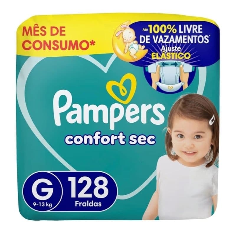 Fralda Pampers Confort Sec Tamanho G 128 Unidades
