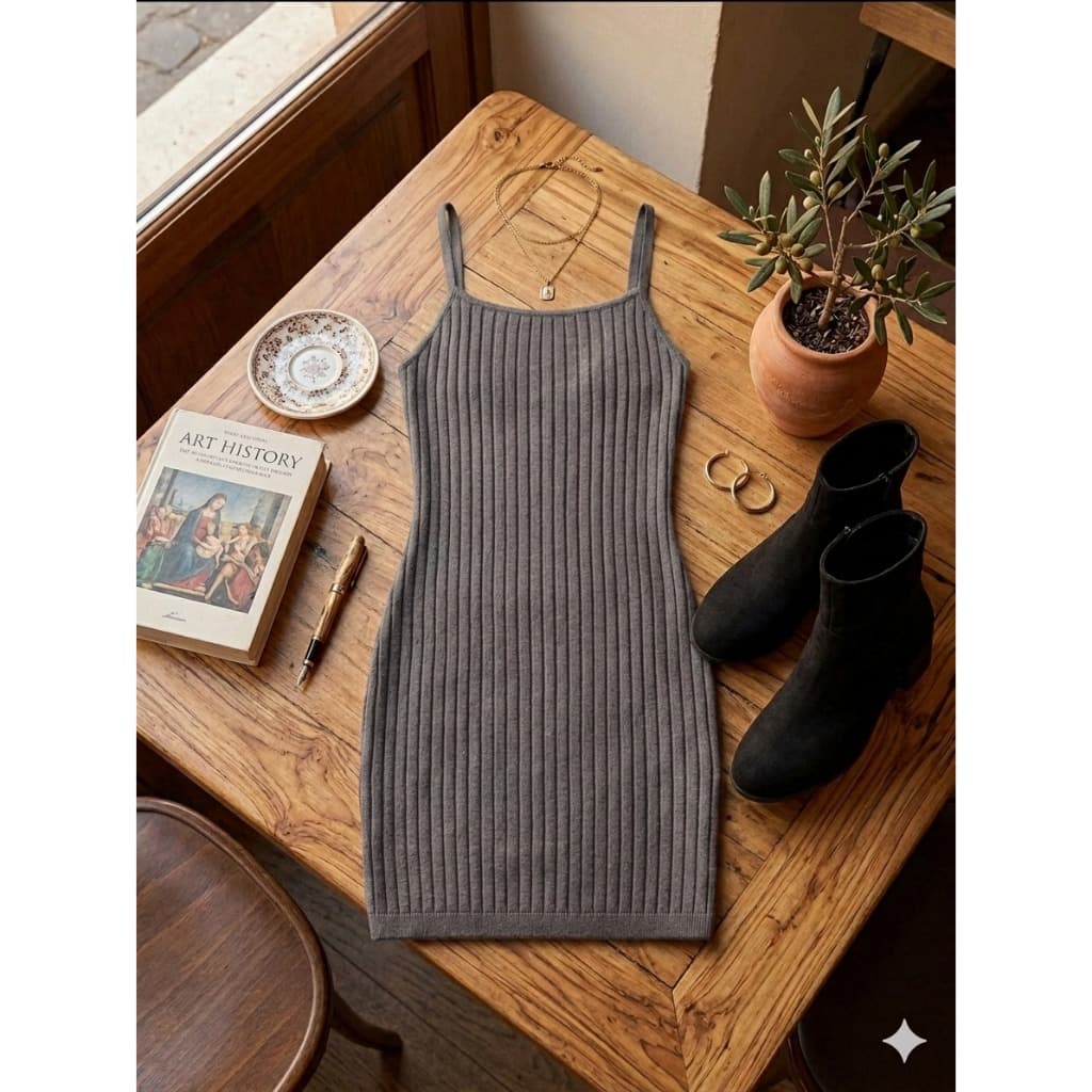 Vestido P ao GG Feminino Vestido Midi Vestido Canelado Vestidos Roupas