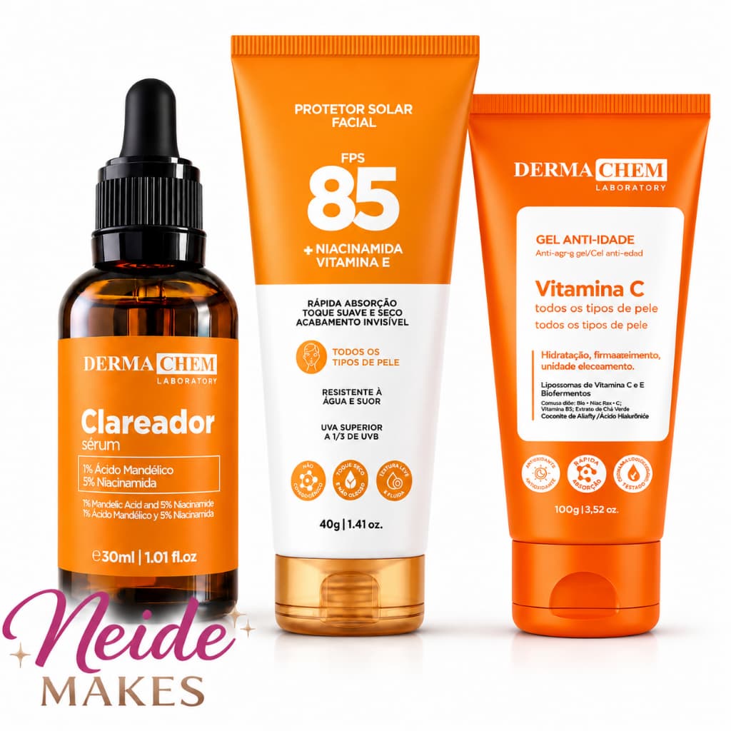 Kit Skin Care Vitamina C Anti-idade + Clareador + Protetor fps 85 Dermachem