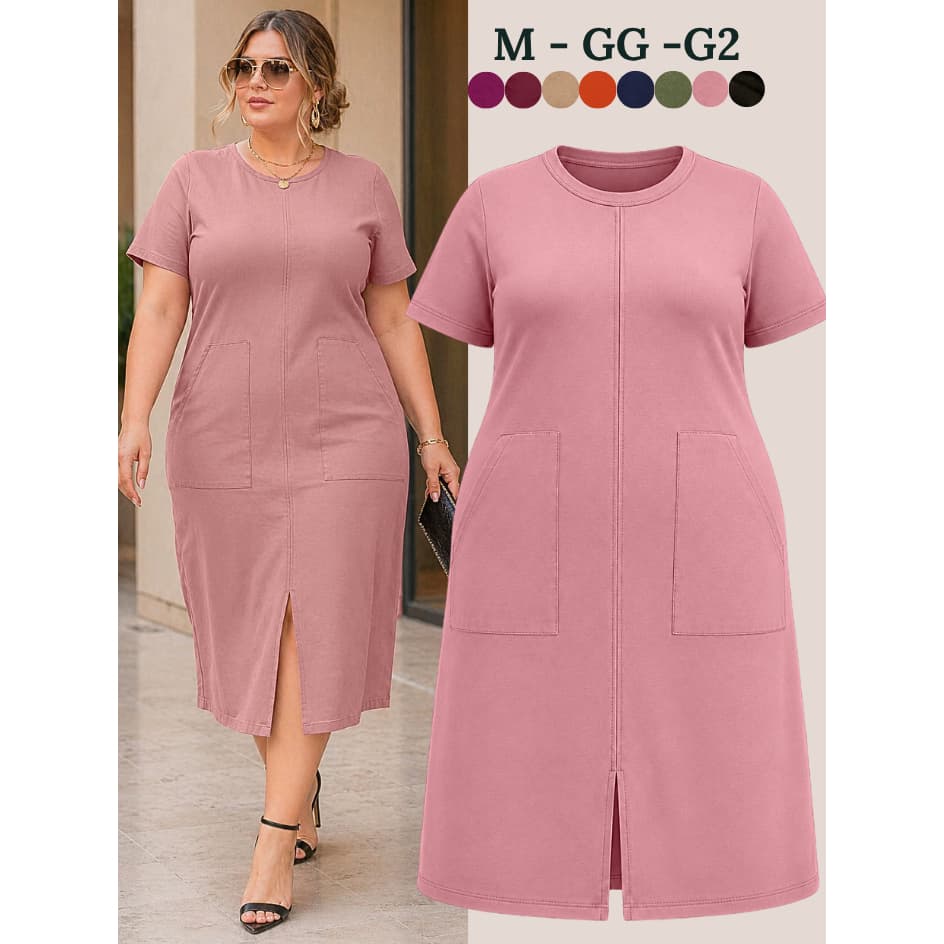 Vestido plus size feminino discreta soltinha vestidos femininas basica longa feminina verão evangélica