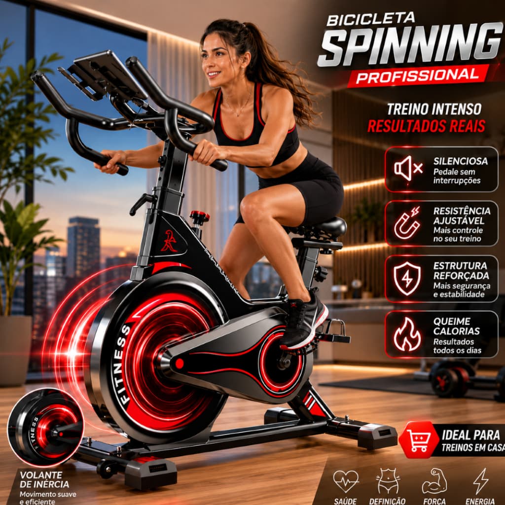 Bicicleta Ergométrica Para Academia Em Casa Profissional Silenciosa Suporta Até 120kg Treino Em Casa