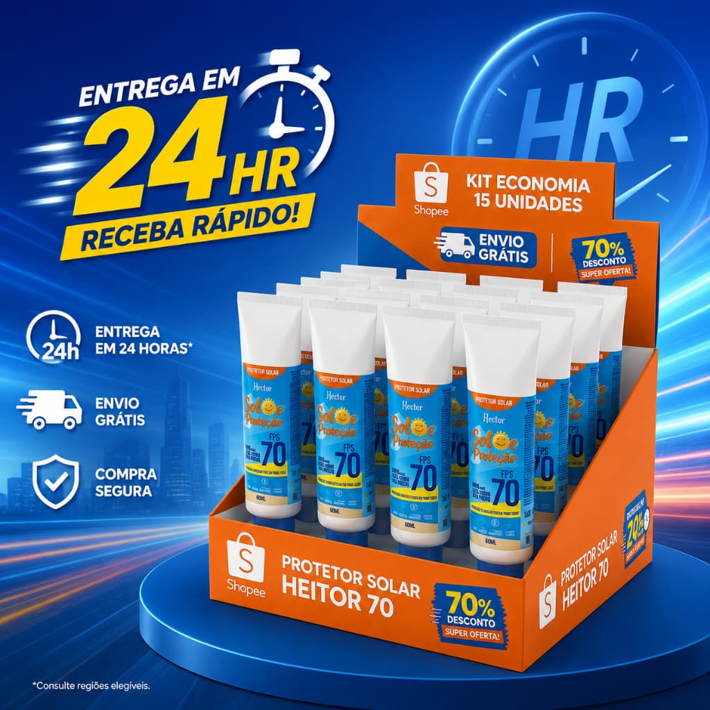 KIT 15 Protetor Solar Facial e Corporal FPS 70 Alta proteção 60ml