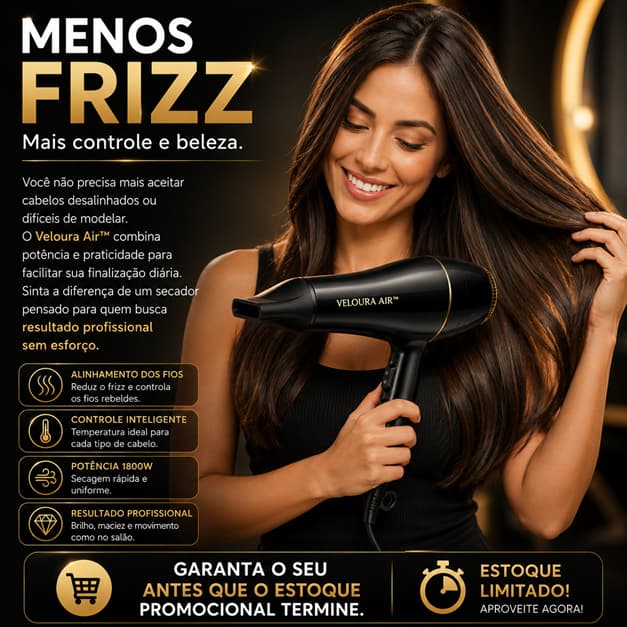 Secador Profissional Alta Potencia 1800W Bivolt Modelador Cabelo Preto