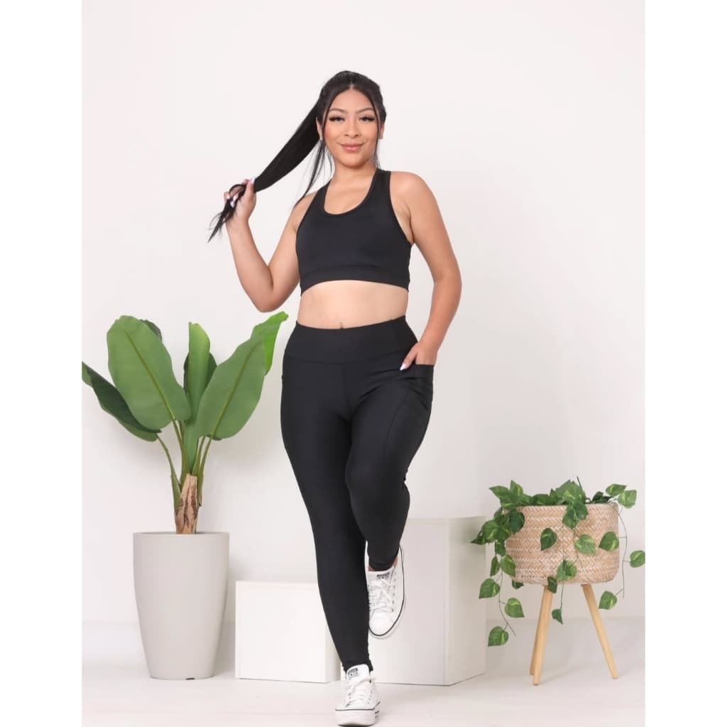 Calça Legging Bolso Lateral  Suplex Fitness  Roupa Feminina Cintura Alta  Calça  Zero Transparência Roupa Academia